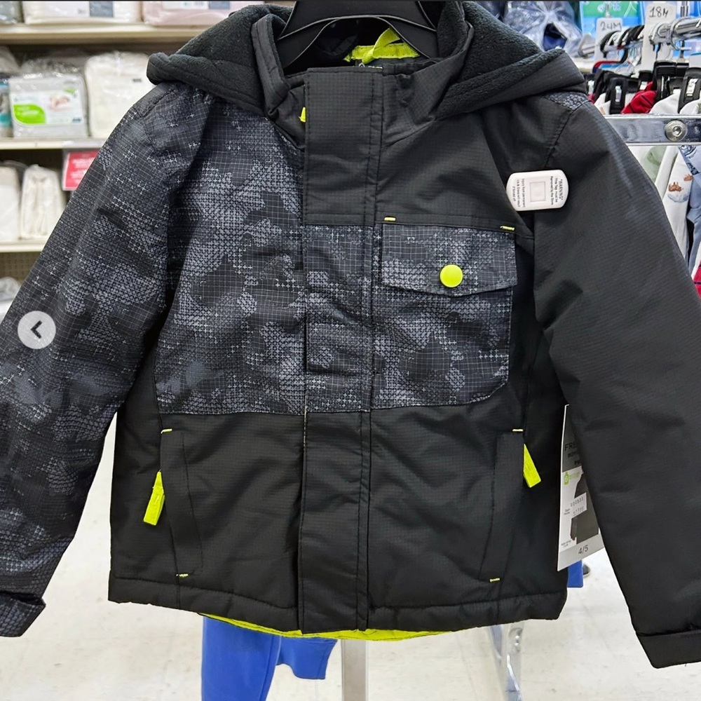 Free Country Black and Neon Yellow Kids Puffer Jacket sizes : 14/16, 10/12,7/8,